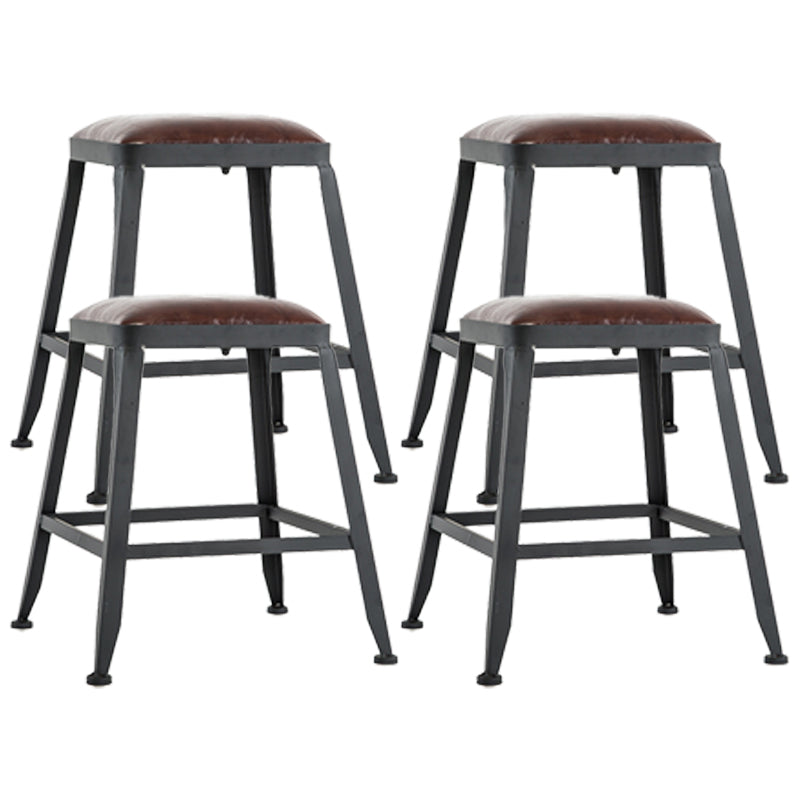 Iron Bar and Counter Stool Industrial Indoor Vintage Brown Counter Height Stools Backless 4 Piece Set Short Stool(18"H) Clearhalo 'Bar Furniture' 'Bar Stools' 'bar_stools' 'furn' 'furn_bar_stools' 'furniture_bar_stools' 'Kitchen & Dining Furniture' 'kitchen&dining_furn' 'kitchen' 'kitchen_furn' Furniture' 4321334