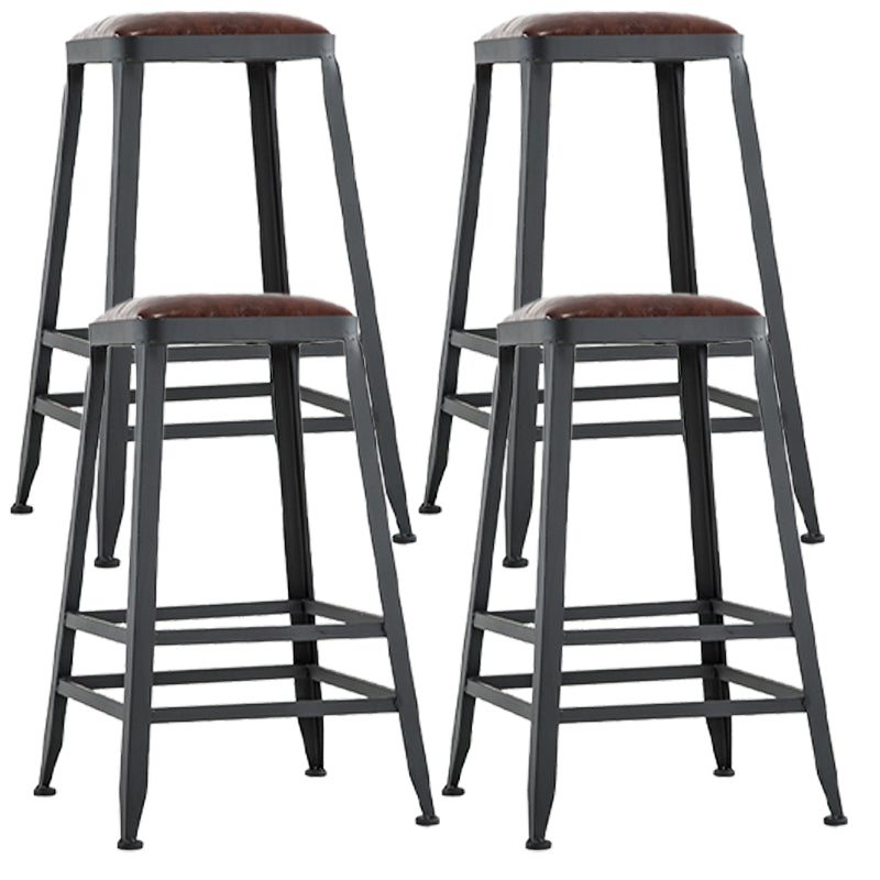 Iron Bar and Counter Stool Industrial Indoor Vintage Brown Counter Height Stools Backless 4 Piece Set Counter Stool(26"H) Clearhalo 'Bar Furniture' 'Bar Stools' 'bar_stools' 'furn' 'furn_bar_stools' 'furniture_bar_stools' 'Kitchen & Dining Furniture' 'kitchen&dining_furn' 'kitchen' 'kitchen_furn' Furniture' 4321335