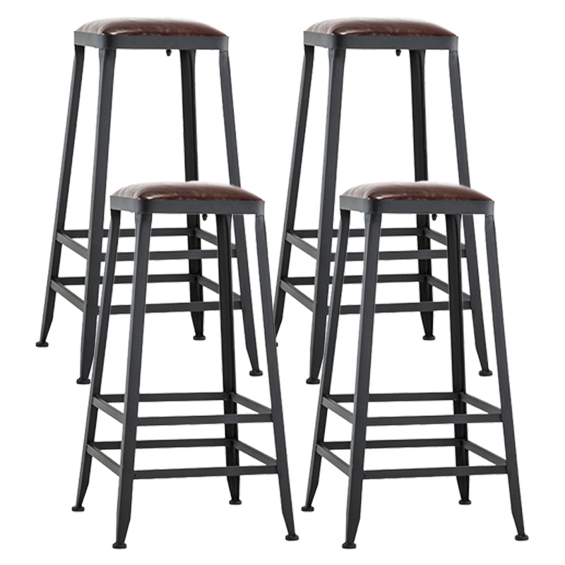 Iron Bar and Counter Stool Industrial Indoor Vintage Brown Counter Height Stools Backless 4 Piece Set Bar Stool(30"H) Clearhalo 'Bar Furniture' 'Bar Stools' 'bar_stools' 'furn' 'furn_bar_stools' 'furniture_bar_stools' 'Kitchen & Dining Furniture' 'kitchen&dining_furn' 'kitchen' 'kitchen_furn' Furniture' 4321336