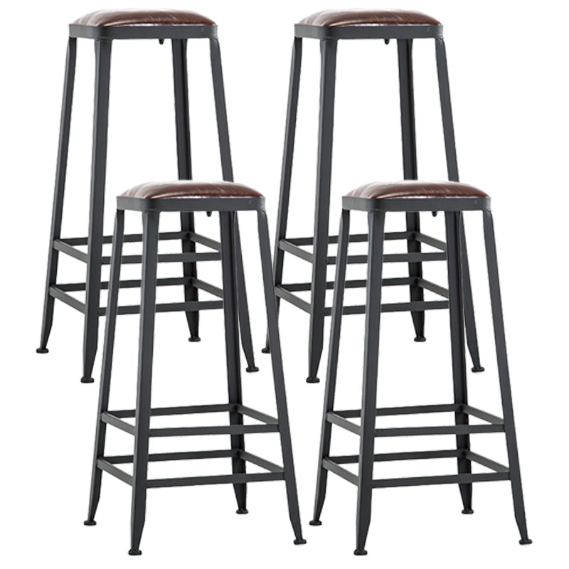 Iron Bar and Counter Stool Industrial Indoor Vintage Brown Counter Height Stools Backless 4 Piece Set Bar Stool(31"H) Clearhalo 'Bar Furniture' 'Bar Stools' 'bar_stools' 'furn' 'furn_bar_stools' 'furniture_bar_stools' 'Kitchen & Dining Furniture' 'kitchen&dining_furn' 'kitchen' 'kitchen_furn' Furniture' 4321337