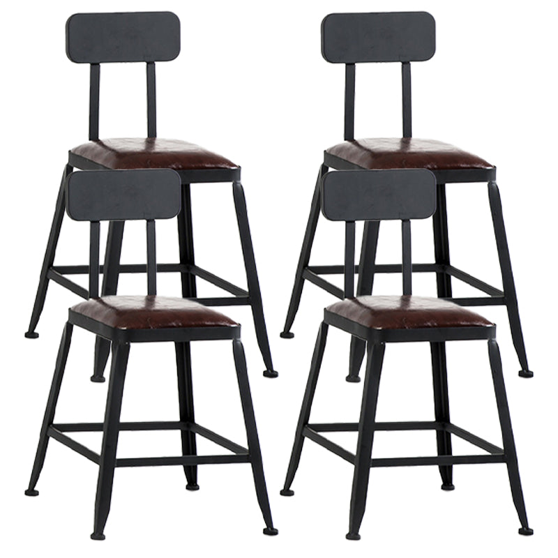 Iron Bar and Counter Stool Industrial Indoor Vintage Brown Counter Height Stools With Back 4 Piece Set Short Stool(18"H) Clearhalo 'Bar Furniture' 'Bar Stools' 'bar_stools' 'furn' 'furn_bar_stools' 'furniture_bar_stools' 'Kitchen & Dining Furniture' 'kitchen&dining_furn' 'kitchen' 'kitchen_furn' Furniture' 4321338