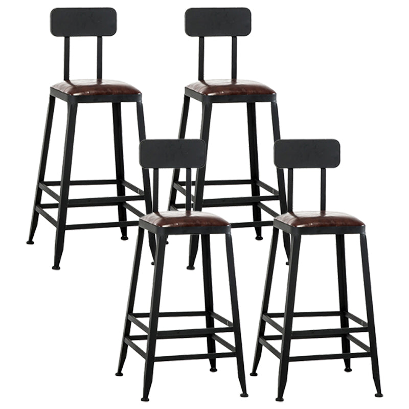Iron Bar and Counter Stool Industrial Indoor Vintage Brown Counter Height Stools With Back 4 Piece Set Counter Stool(26"H) Clearhalo 'Bar Furniture' 'Bar Stools' 'bar_stools' 'furn' 'furn_bar_stools' 'furniture_bar_stools' 'Kitchen & Dining Furniture' 'kitchen&dining_furn' 'kitchen' 'kitchen_furn' Furniture' 4321339
