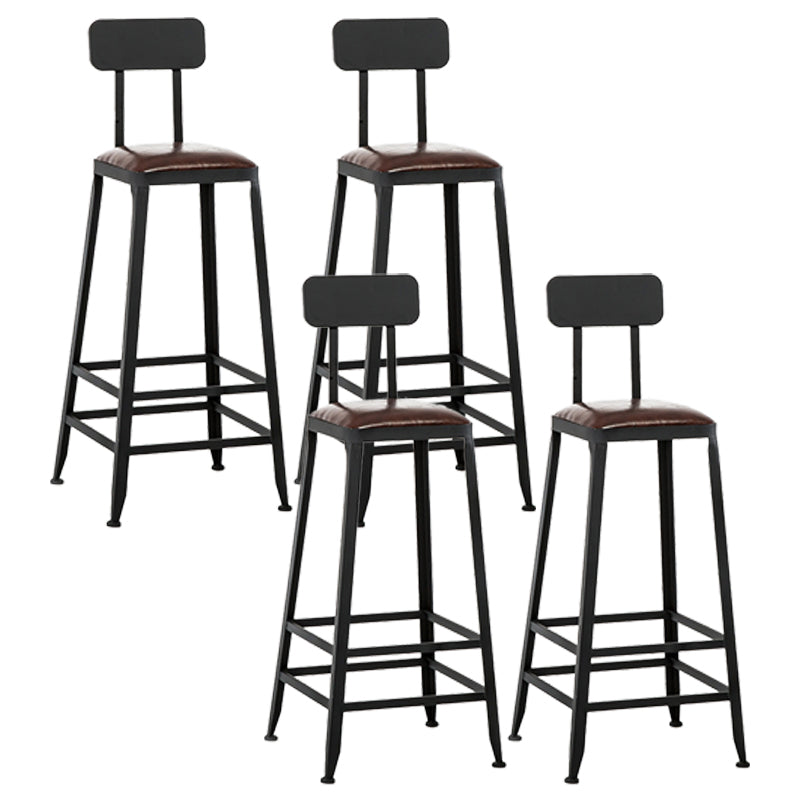 Iron Bar and Counter Stool Industrial Indoor Vintage Brown Counter Height Stools With Back 4 Piece Set Bar Stool(30"H) Clearhalo 'Bar Furniture' 'Bar Stools' 'bar_stools' 'furn' 'furn_bar_stools' 'furniture_bar_stools' 'Kitchen & Dining Furniture' 'kitchen&dining_furn' 'kitchen' 'kitchen_furn' Furniture' 4321340
