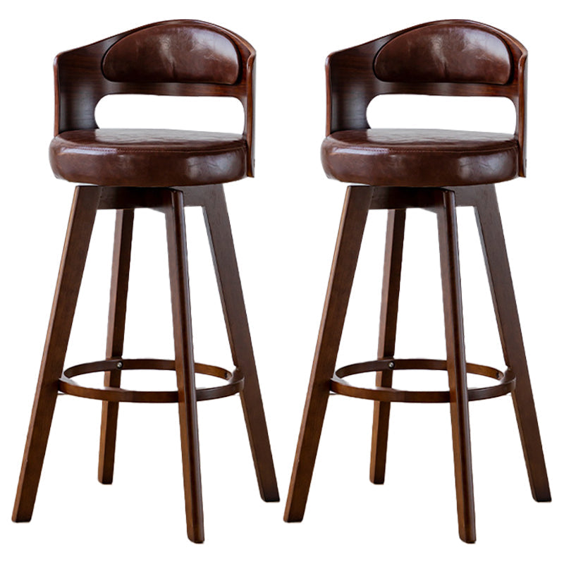30.4" Scandinavian Bar Barstools Living Room Bar and Counter Stool with Solid Wood Brown Brown 2 Piece Set Clearhalo 'Bar Furniture' 'Bar Stools' 'bar_stools' 'furn' 'furn_bar_stools' 'furniture_bar_stools' 'Kitchen & Dining Furniture' 'kitchen&dining_furn' 'kitchen' 'kitchen_furn' Furniture' 4321397