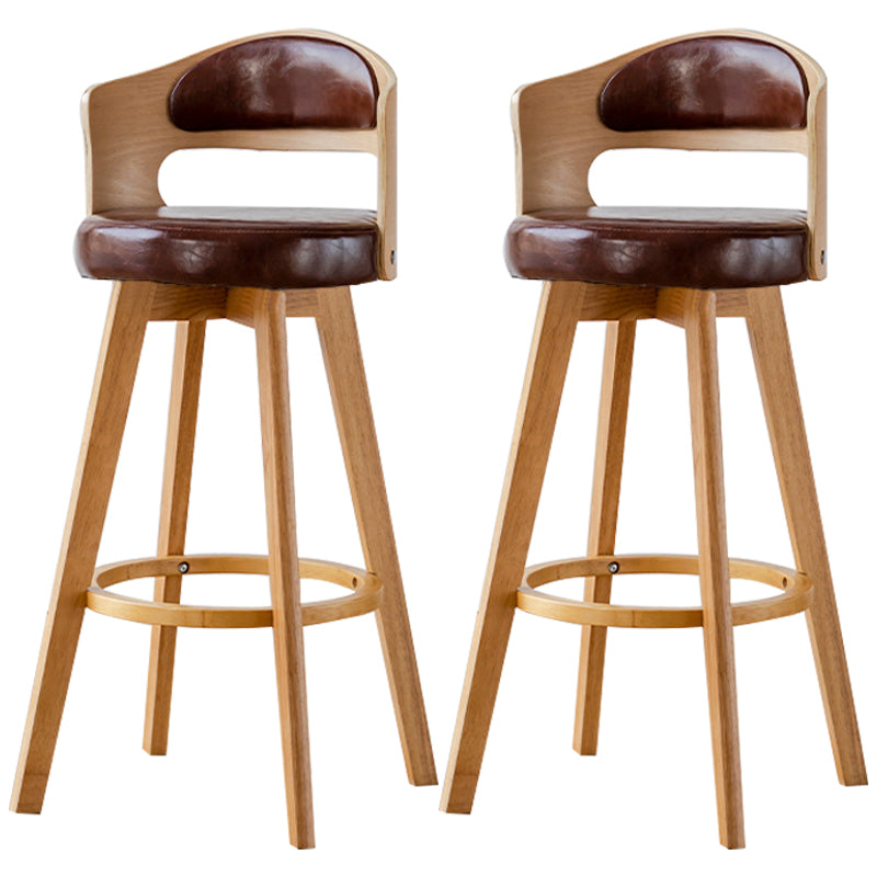 30.4" Scandinavian Bar Barstools Living Room Bar and Counter Stool with Solid Wood Brown Wood 2 Piece Set Clearhalo 'Bar Furniture' 'Bar Stools' 'bar_stools' 'furn' 'furn_bar_stools' 'furniture_bar_stools' 'Kitchen & Dining Furniture' 'kitchen&dining_furn' 'kitchen' 'kitchen_furn' Furniture' 4321404