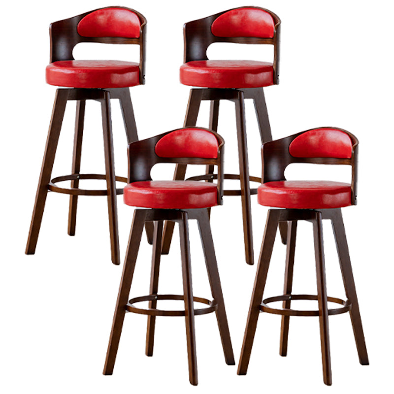 30.4" Scandinavian Bar Barstools Living Room Bar and Counter Stool with Solid Wood Red Brown 4 Piece Set Clearhalo 'Bar Furniture' 'Bar Stools' 'bar_stools' 'furn' 'furn_bar_stools' 'furniture_bar_stools' 'Kitchen & Dining Furniture' 'kitchen&dining_furn' 'kitchen' 'kitchen_furn' Furniture' 4321405