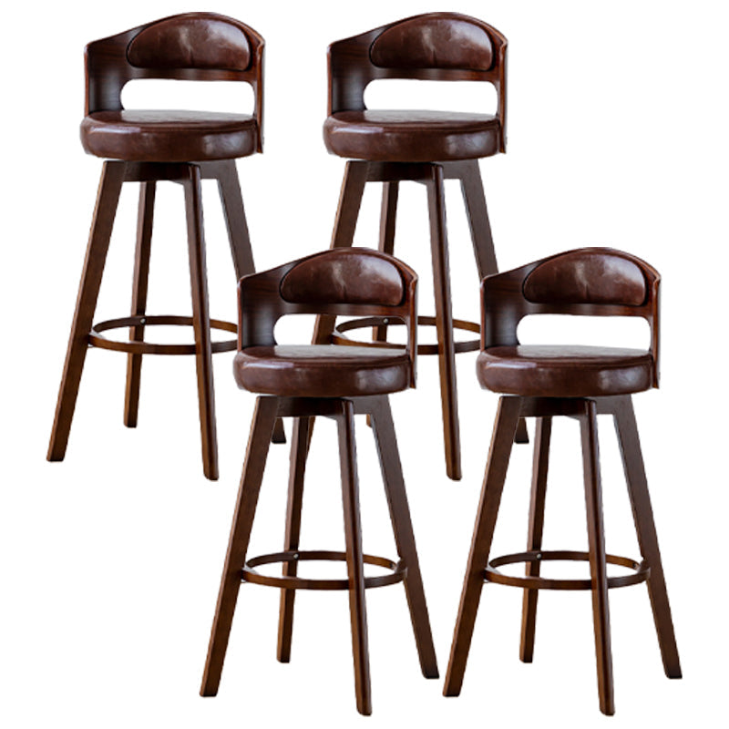 30.4" Scandinavian Bar Barstools Living Room Bar and Counter Stool with Solid Wood Brown Brown 4 Piece Set Clearhalo 'Bar Furniture' 'Bar Stools' 'bar_stools' 'furn' 'furn_bar_stools' 'furniture_bar_stools' 'Kitchen & Dining Furniture' 'kitchen&dining_furn' 'kitchen' 'kitchen_furn' Furniture' 4321411