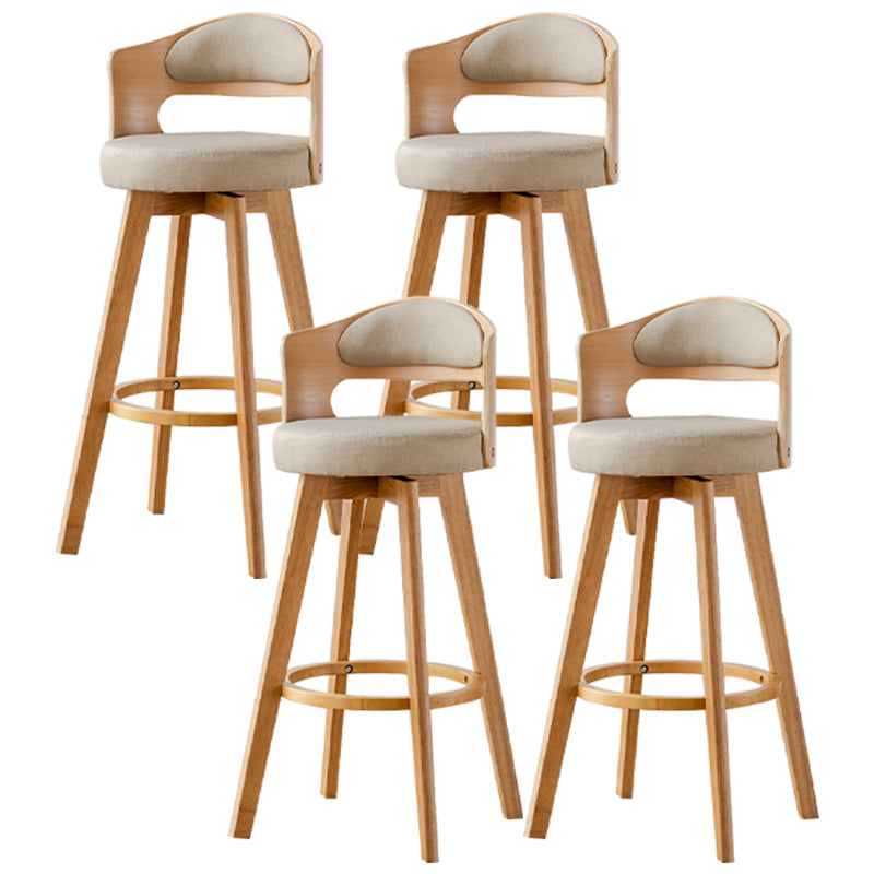 30.4" Scandinavian Bar Barstools Living Room Bar and Counter Stool with Solid Wood Khaki Wood 4 Piece Set Clearhalo 'Bar Furniture' 'Bar Stools' 'bar_stools' 'furn' 'furn_bar_stools' 'furniture_bar_stools' 'Kitchen & Dining Furniture' 'kitchen&dining_furn' 'kitchen' 'kitchen_furn' Furniture' 4321414