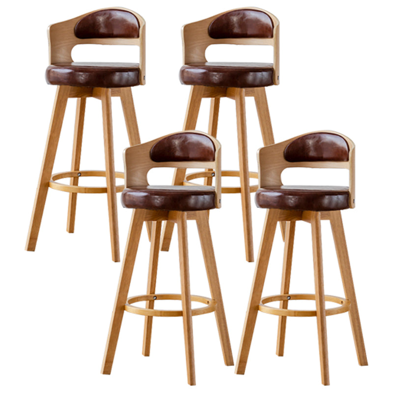 30.4" Scandinavian Bar Barstools Living Room Bar and Counter Stool with Solid Wood Brown Wood 4 Piece Set Clearhalo 'Bar Furniture' 'Bar Stools' 'bar_stools' 'furn' 'furn_bar_stools' 'furniture_bar_stools' 'Kitchen & Dining Furniture' 'kitchen&dining_furn' 'kitchen' 'kitchen_furn' Furniture' 4321418