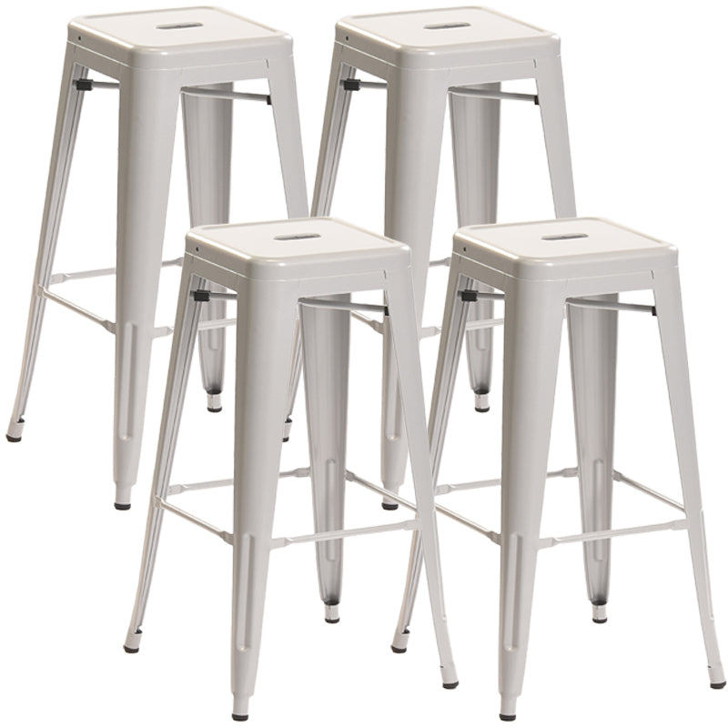 Industrial Style Bar Stools Stackable Wrought Iron Bar Cafe Metal High Chairs Silver 4 Piece Set Clearhalo 'Bar Furniture' 'Bar Stools' 'bar_stools' 'furn' 'furn_bar_stools' 'furniture_bar_stools' 'Kitchen & Dining Furniture' 'kitchen&dining_furn' 'kitchen' 'kitchen_furn' Furniture' 4321421