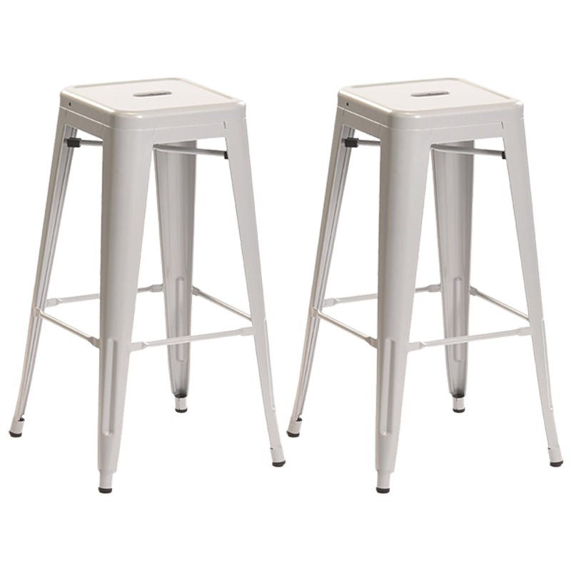Industrial Style Bar Stools Stackable Wrought Iron Bar Cafe Metal High Chairs Silver 2 Piece Set Clearhalo 'Bar Furniture' 'Bar Stools' 'bar_stools' 'furn' 'furn_bar_stools' 'furniture_bar_stools' 'Kitchen & Dining Furniture' 'kitchen&dining_furn' 'kitchen' 'kitchen_furn' Furniture' 4321424