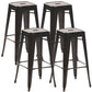 Industrial Style Bar Stools Stackable Wrought Iron Bar Cafe Metal High Chairs Black 4 Piece Set Clearhalo 'Bar Furniture' 'Bar Stools' 'bar_stools' 'furn' 'furn_bar_stools' 'furniture_bar_stools' 'Kitchen & Dining Furniture' 'kitchen&dining_furn' 'kitchen' 'kitchen_furn' Furniture' 4321427