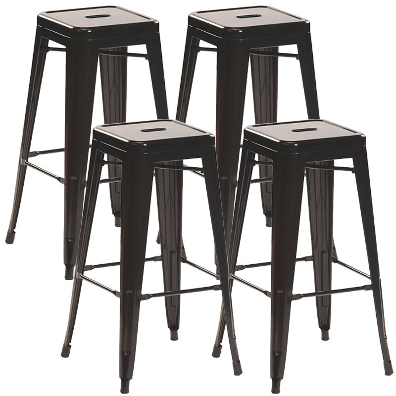 Industrial Style Bar Stools Stackable Wrought Iron Bar Cafe Metal High Chairs Black 4 Piece Set Clearhalo 'Bar Furniture' 'Bar Stools' 'bar_stools' 'furn' 'furn_bar_stools' 'furniture_bar_stools' 'Kitchen & Dining Furniture' 'kitchen&dining_furn' 'kitchen' 'kitchen_furn' Furniture' 4321427