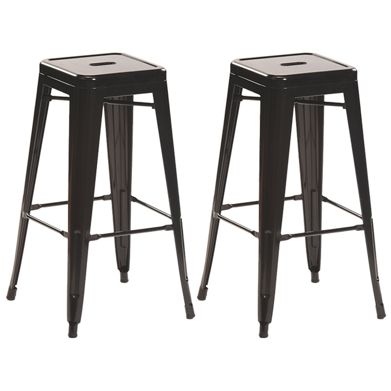 Industrial Style Bar Stools Stackable Wrought Iron Bar Cafe Metal High Chairs Black 2 Piece Set Clearhalo 'Bar Furniture' 'Bar Stools' 'bar_stools' 'furn' 'furn_bar_stools' 'furniture_bar_stools' 'Kitchen & Dining Furniture' 'kitchen&dining_furn' 'kitchen' 'kitchen_furn' Furniture' 4321431