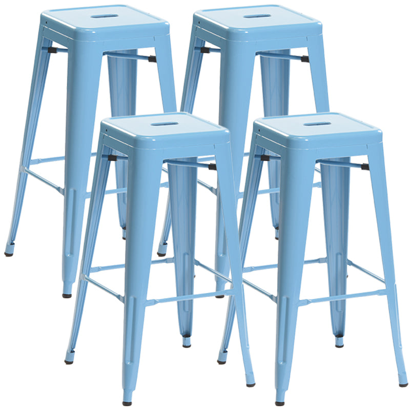 Industrial Style Bar Stools Stackable Wrought Iron Bar Cafe Metal High Chairs Light Blue 4 Piece Set Clearhalo 'Bar Furniture' 'Bar Stools' 'bar_stools' 'furn' 'furn_bar_stools' 'furniture_bar_stools' 'Kitchen & Dining Furniture' 'kitchen&dining_furn' 'kitchen' 'kitchen_furn' Furniture' 4321432