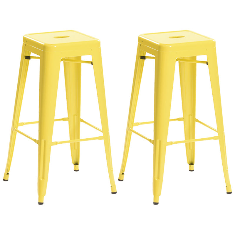Industrial Style Bar Stools Stackable Wrought Iron Bar Cafe Metal High Chairs Yellow 2 Piece Set Clearhalo 'Bar Furniture' 'Bar Stools' 'bar_stools' 'furn' 'furn_bar_stools' 'furniture_bar_stools' 'Kitchen & Dining Furniture' 'kitchen&dining_furn' 'kitchen' 'kitchen_furn' Furniture' 4321441