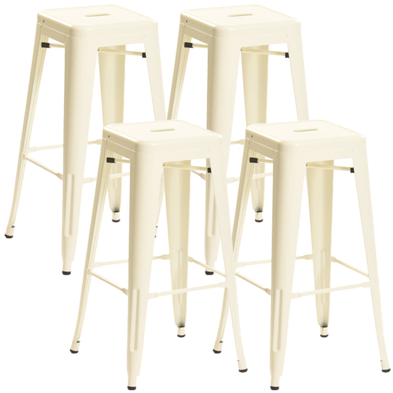 Industrial Style Bar Stools Stackable Wrought Iron Bar Cafe Metal High Chairs Off-White 4 Piece Set Clearhalo 'Bar Furniture' 'Bar Stools' 'bar_stools' 'furn' 'furn_bar_stools' 'furniture_bar_stools' 'Kitchen & Dining Furniture' 'kitchen&dining_furn' 'kitchen' 'kitchen_furn' Furniture' 4321442