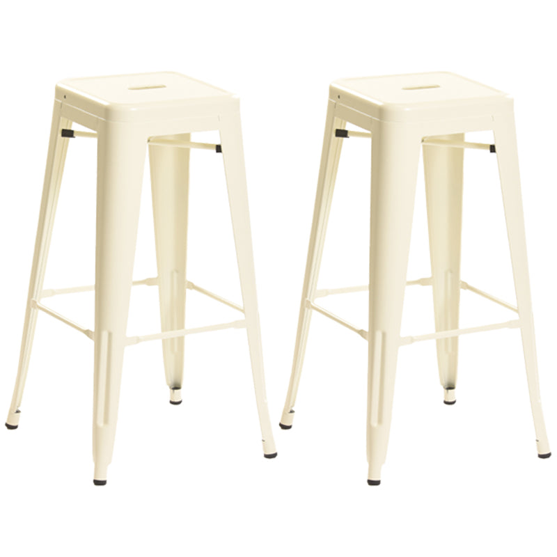 Industrial Style Bar Stools Stackable Wrought Iron Bar Cafe Metal High Chairs Off-White 2 Piece Set Clearhalo 'Bar Furniture' 'Bar Stools' 'bar_stools' 'furn' 'furn_bar_stools' 'furniture_bar_stools' 'Kitchen & Dining Furniture' 'kitchen&dining_furn' 'kitchen' 'kitchen_furn' Furniture' 4321444