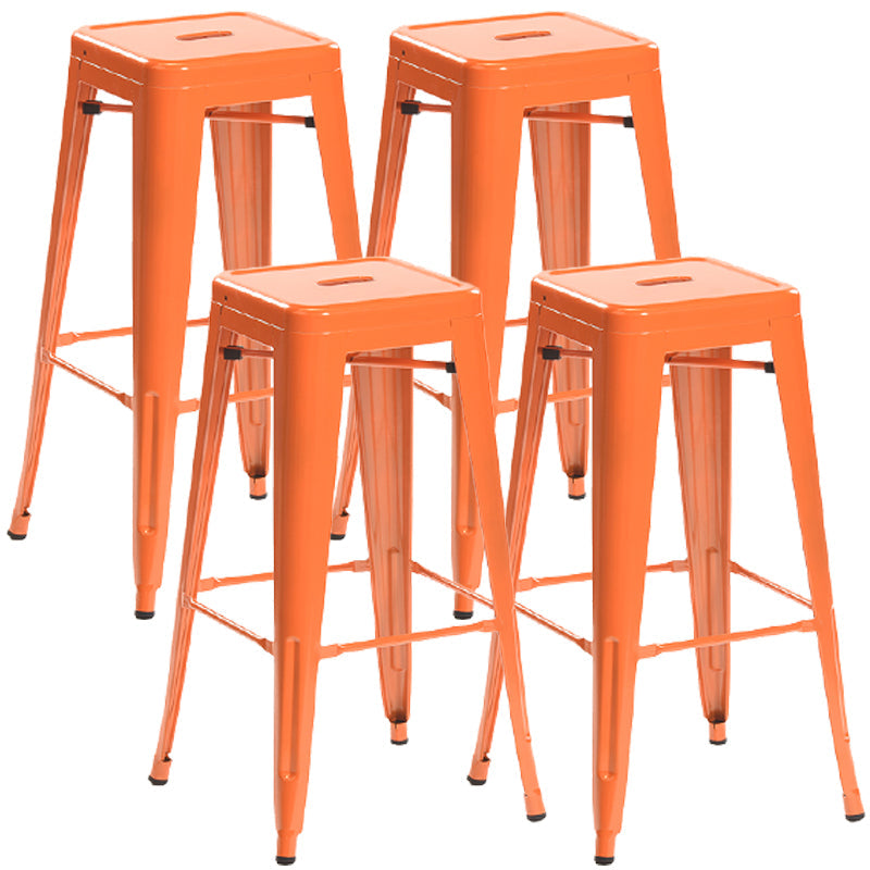 Industrial Style Bar Stools Stackable Wrought Iron Bar Cafe Metal High Chairs Orange 4 Piece Set Clearhalo 'Bar Furniture' 'Bar Stools' 'bar_stools' 'furn' 'furn_bar_stools' 'furniture_bar_stools' 'Kitchen & Dining Furniture' 'kitchen&dining_furn' 'kitchen' 'kitchen_furn' Furniture' 4321445