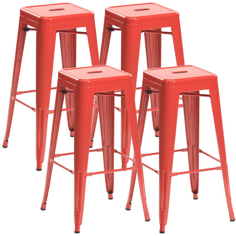 Industrial Style Bar Stools Stackable Wrought Iron Bar Cafe Metal High Chairs Red 4 Piece Set Clearhalo 'Bar Furniture' 'Bar Stools' 'bar_stools' 'furn' 'furn_bar_stools' 'furniture_bar_stools' 'Kitchen & Dining Furniture' 'kitchen&dining_furn' 'kitchen' 'kitchen_furn' Furniture' 4321448