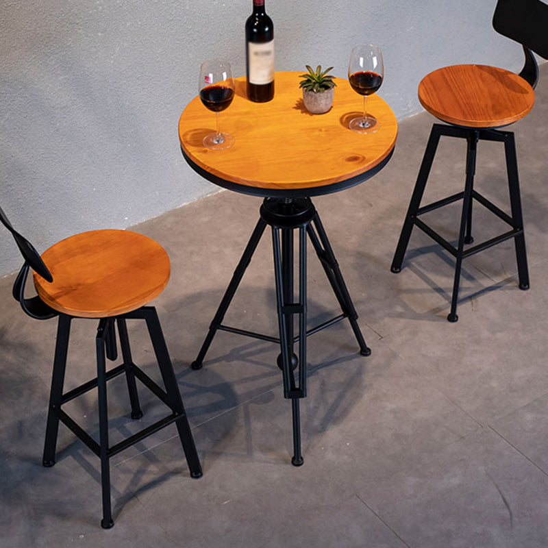 Swivel Solid Wood Bar Stool Adjustable Height Industrial Barstool for Coffee Shop Clearhalo 'Bar Furniture' 'Bar Stools' 'bar_stools' 'furn' 'furn_bar_stools' 'furniture_bar_stools' 'Kitchen & Dining Furniture' 'kitchen&dining_furn' 'kitchen' 'kitchen_furn' Furniture' 4321489