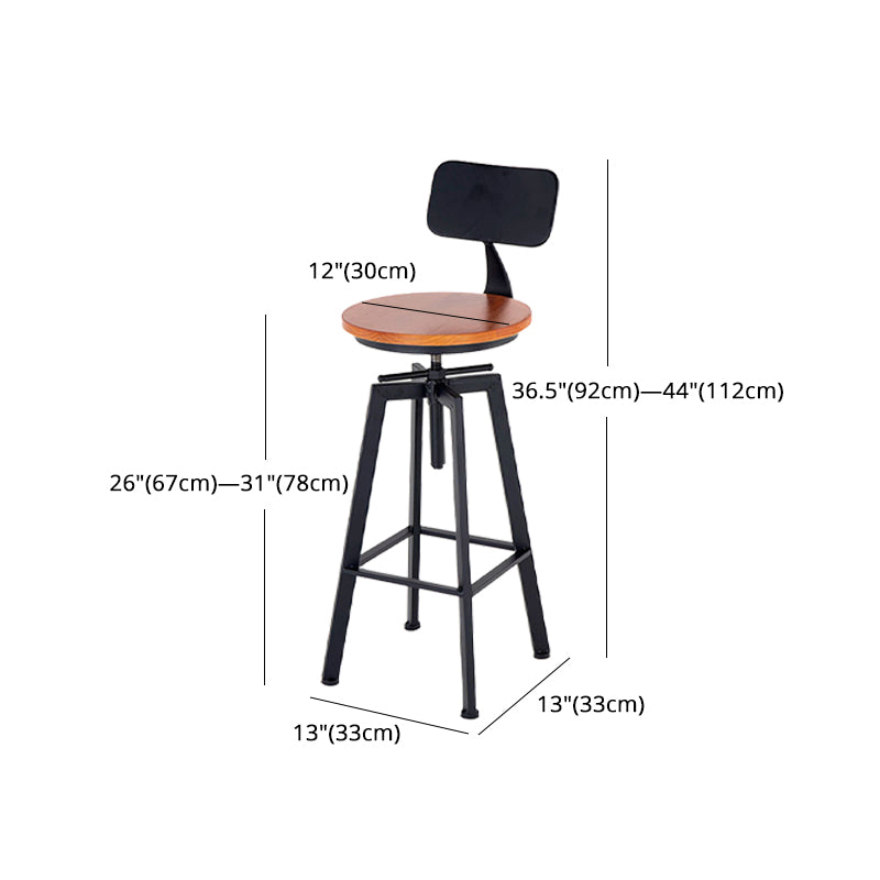 Swivel Solid Wood Bar Stool Adjustable Height Industrial Barstool for Coffee Shop Clearhalo 'Bar Furniture' 'Bar Stools' 'bar_stools' 'furn' 'furn_bar_stools' 'furniture_bar_stools' 'Kitchen & Dining Furniture' 'kitchen&dining_furn' 'kitchen' 'kitchen_furn' Furniture' 4321491