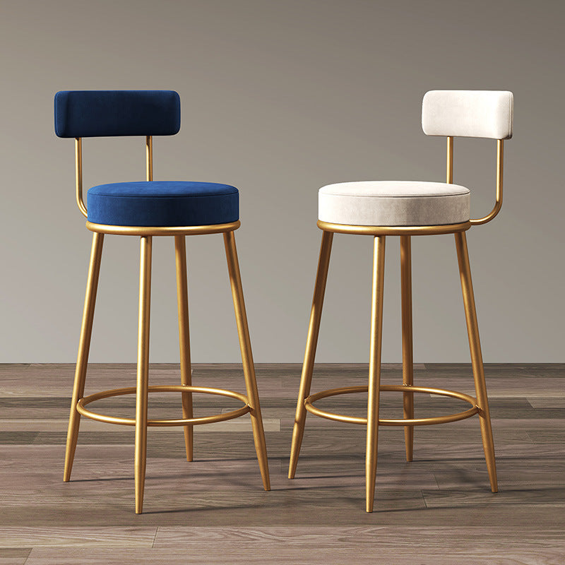 Nordic Velvet Cushion Barstool Gold 4 Legs Bar Stool for Indoor Clearhalo 'Bar Furniture' 'Bar Stools' 'bar_stools' 'furn' 'furn_bar_stools' 'furniture_bar_stools' 'Kitchen & Dining Furniture' 'kitchen&dining_furn' 'kitchen' 'kitchen_furn' Furniture' 4321496
