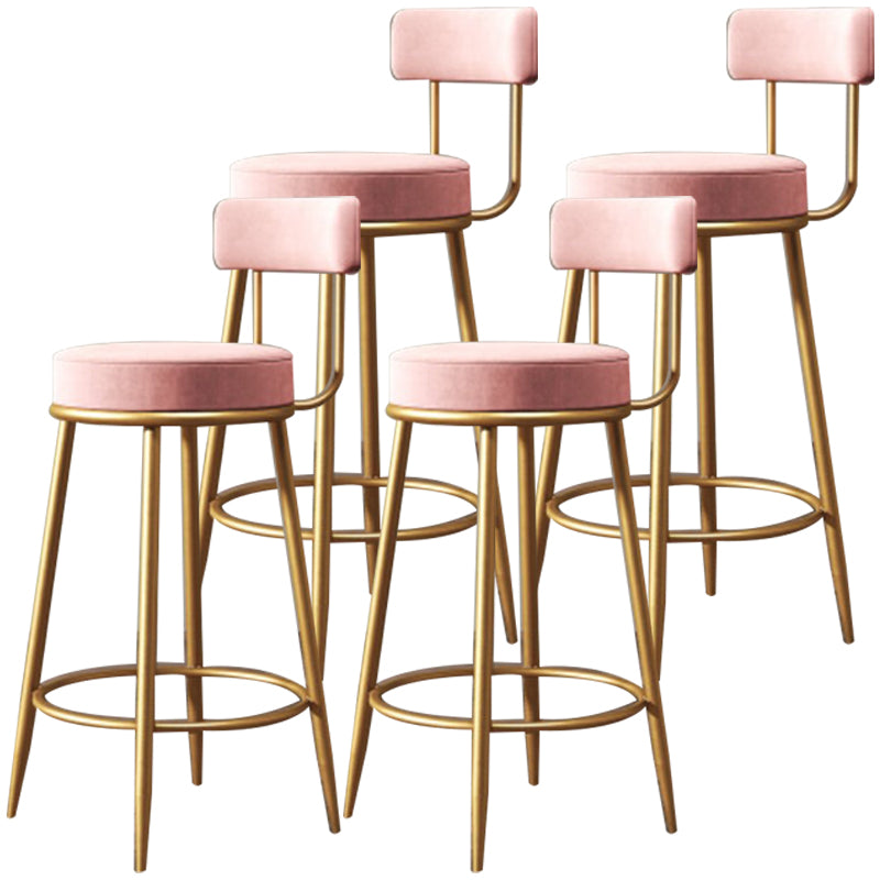 Nordic Velvet Cushion Barstool Gold 4 Legs Bar Stool for Indoor Pink 4 Piece Set Clearhalo 'Bar Furniture' 'Bar Stools' 'bar_stools' 'furn' 'furn_bar_stools' 'furniture_bar_stools' 'Kitchen & Dining Furniture' 'kitchen&dining_furn' 'kitchen' 'kitchen_furn' Furniture' 4321497