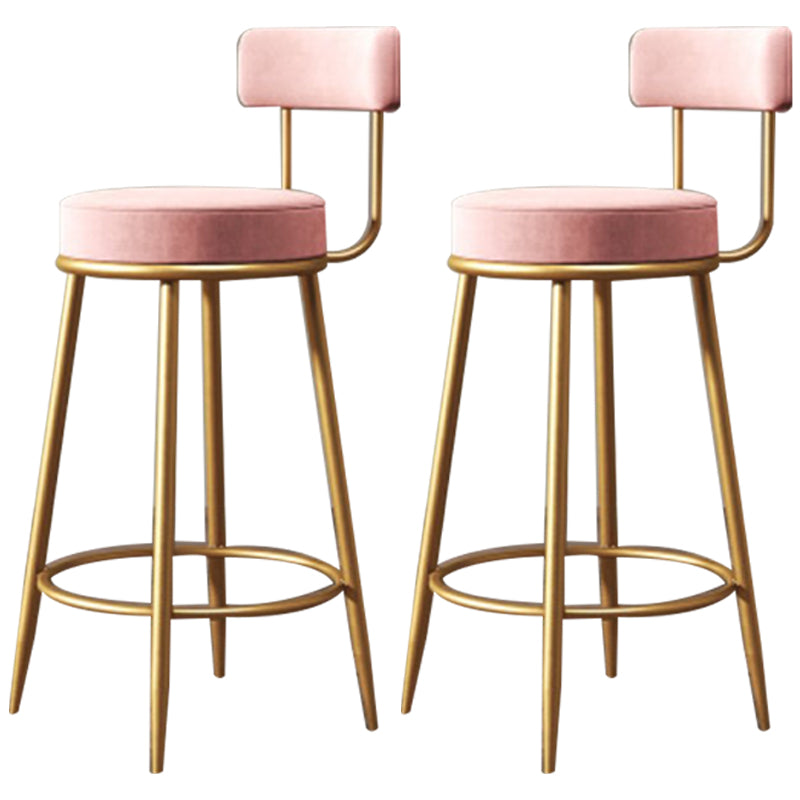 Nordic Velvet Cushion Barstool Gold 4 Legs Bar Stool for Indoor Pink 2 Piece Set Clearhalo 'Bar Furniture' 'Bar Stools' 'bar_stools' 'furn' 'furn_bar_stools' 'furniture_bar_stools' 'Kitchen & Dining Furniture' 'kitchen&dining_furn' 'kitchen' 'kitchen_furn' Furniture' 4321498
