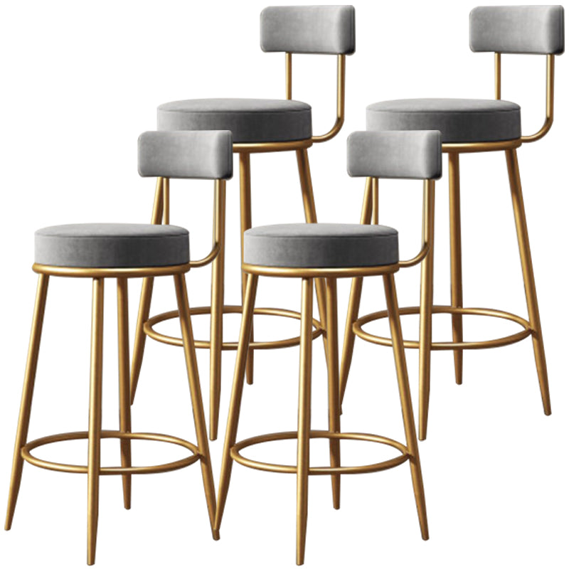 Nordic Velvet Cushion Barstool Gold 4 Legs Bar Stool for Indoor Grey 4 Piece Set Clearhalo 'Bar Furniture' 'Bar Stools' 'bar_stools' 'furn' 'furn_bar_stools' 'furniture_bar_stools' 'Kitchen & Dining Furniture' 'kitchen&dining_furn' 'kitchen' 'kitchen_furn' Furniture' 4321504