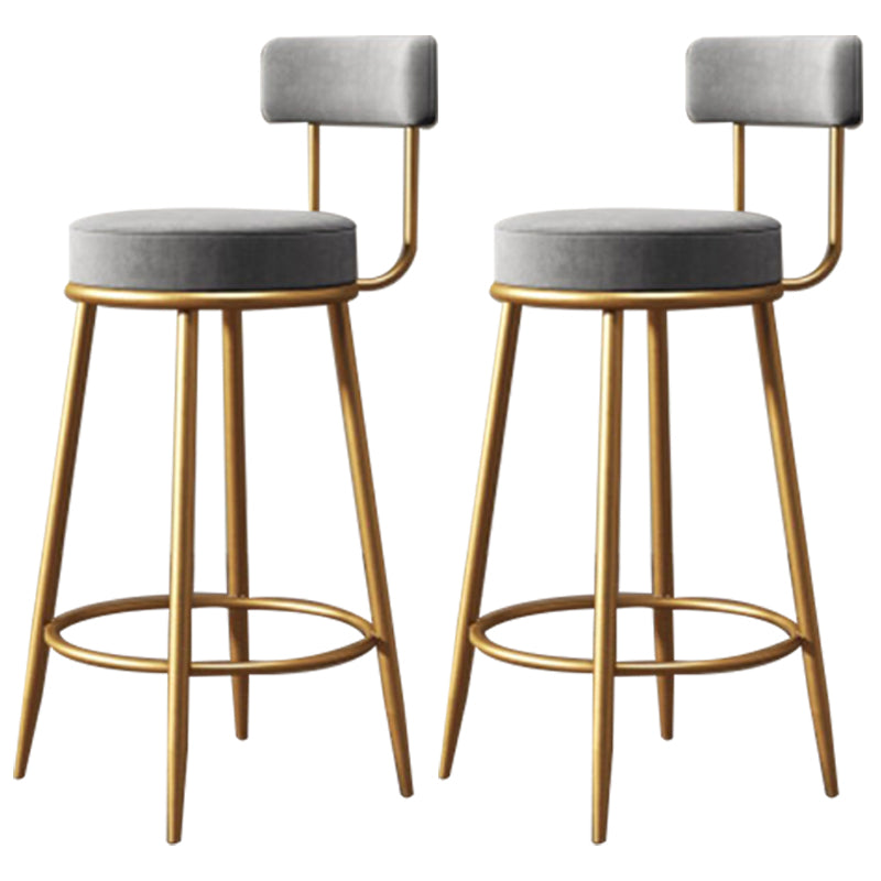 Nordic Velvet Cushion Barstool Gold 4 Legs Bar Stool for Indoor Grey 2 Piece Set Clearhalo 'Bar Furniture' 'Bar Stools' 'bar_stools' 'furn' 'furn_bar_stools' 'furniture_bar_stools' 'Kitchen & Dining Furniture' 'kitchen&dining_furn' 'kitchen' 'kitchen_furn' Furniture' 4321505