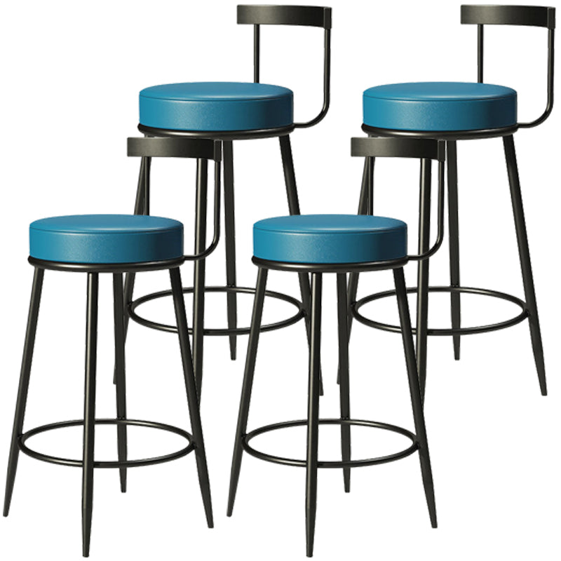 Modern Upholstered Barstool Metal 4 Legs Armless Bar Stool for Indoor(Set of 4) Blue 4 Piece Set Clearhalo 'Bar Furniture' 'Bar Stools' 'bar_stools' 'furn' 'furn_bar_stools' 'furniture_bar_stools' 'Kitchen & Dining Furniture' 'kitchen&dining_furn' 'kitchen' 'kitchen_furn' Furniture' 4321514