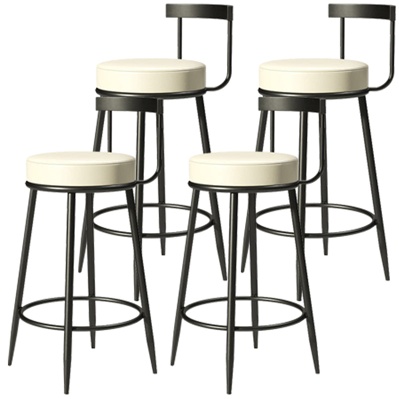 Modern Upholstered Barstool Metal 4 Legs Armless Bar Stool for Indoor(Set of 4) White 4 Piece Set Clearhalo 'Bar Furniture' 'Bar Stools' 'bar_stools' 'furn' 'furn_bar_stools' 'furniture_bar_stools' 'Kitchen & Dining Furniture' 'kitchen&dining_furn' 'kitchen' 'kitchen_furn' Furniture' 4321516