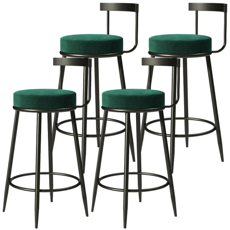 Modern Upholstered Barstool Metal 4 Legs Armless Bar Stool for Indoor(Set of 4) Green 4 Piece Set Clearhalo 'Bar Furniture' 'Bar Stools' 'bar_stools' 'furn' 'furn_bar_stools' 'furniture_bar_stools' 'Kitchen & Dining Furniture' 'kitchen&dining_furn' 'kitchen' 'kitchen_furn' Furniture' 4321518