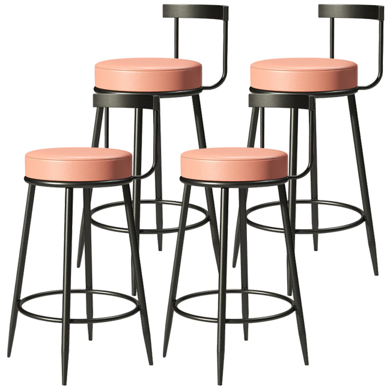 Modern Upholstered Barstool Metal 4 Legs Armless Bar Stool for Indoor(Set of 4) Pink 4 Piece Set Clearhalo 'Bar Furniture' 'Bar Stools' 'bar_stools' 'furn' 'furn_bar_stools' 'furniture_bar_stools' 'Kitchen & Dining Furniture' 'kitchen&dining_furn' 'kitchen' 'kitchen_furn' Furniture' 4321522