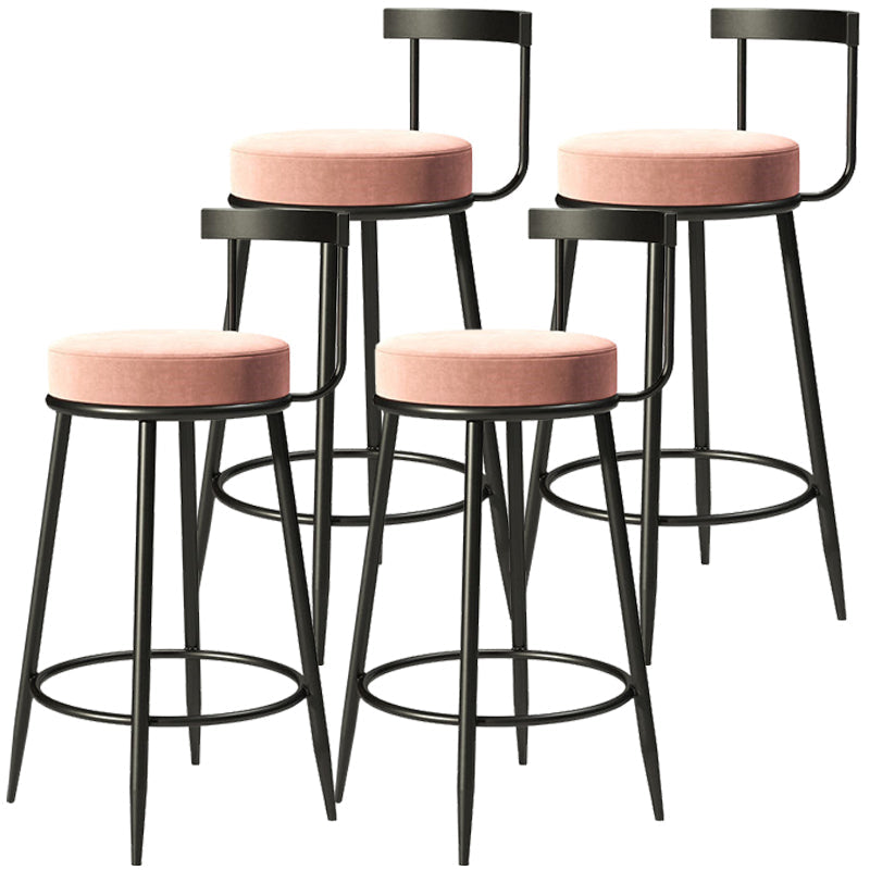 Modern Upholstered Barstool Metal 4 Legs Armless Bar Stool for Indoor(Set of 4) Light Pink 4 Piece Set Clearhalo 'Bar Furniture' 'Bar Stools' 'bar_stools' 'furn' 'furn_bar_stools' 'furniture_bar_stools' 'Kitchen & Dining Furniture' 'kitchen&dining_furn' 'kitchen' 'kitchen_furn' Furniture' 4321524