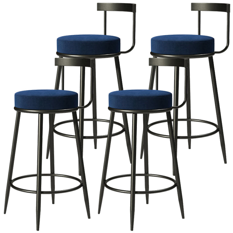 Modern Upholstered Barstool Metal 4 Legs Armless Bar Stool for Indoor(Set of 4) Dark Blue 4 Piece Set Clearhalo 'Bar Furniture' 'Bar Stools' 'bar_stools' 'furn' 'furn_bar_stools' 'furniture_bar_stools' 'Kitchen & Dining Furniture' 'kitchen&dining_furn' 'kitchen' 'kitchen_furn' Furniture' 4321526