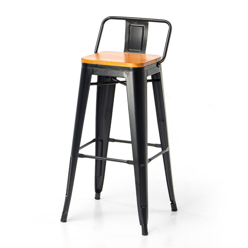 Industrial Style Armless Barstool Iron Frame Counter Stools for Coffee Shop Brown With Back 1 Piece Clearhalo 'Bar Furniture' 'Bar Stools' 'bar_stools' 'furn' 'furn_bar_stools' 'furniture_bar_stools' 'Kitchen & Dining Furniture' 'kitchen&dining_furn' 'kitchen' 'kitchen_furn' Furniture' 4321547