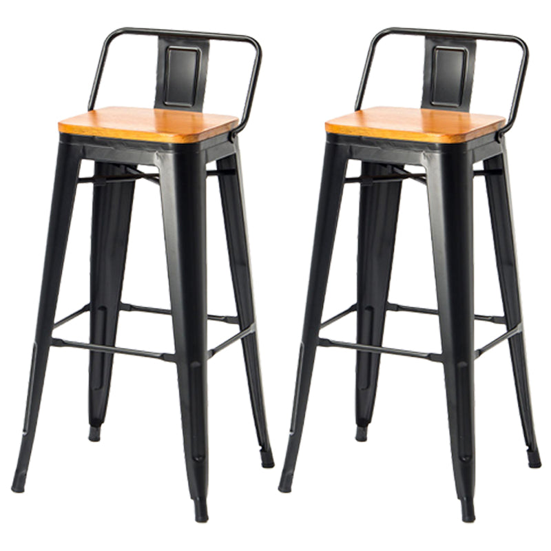 Industrial Style Armless Barstool Iron Frame Counter Stools for Coffee Shop Brown With Back 2 Piece Set Clearhalo 'Bar Furniture' 'Bar Stools' 'bar_stools' 'furn' 'furn_bar_stools' 'furniture_bar_stools' 'Kitchen & Dining Furniture' 'kitchen&dining_furn' 'kitchen' 'kitchen_furn' Furniture' 4321549