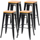 Industrial Style Armless Barstool Iron Frame Counter Stools for Coffee Shop Brown Backless 4 Piece Set Clearhalo 'Bar Furniture' 'Bar Stools' 'bar_stools' 'furn' 'furn_bar_stools' 'furniture_bar_stools' 'Kitchen & Dining Furniture' 'kitchen&dining_furn' 'kitchen' 'kitchen_furn' Furniture' 4321551
