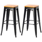 Industrial Style Armless Barstool Iron Frame Counter Stools for Coffee Shop Brown Backless 2 Piece Set Clearhalo 'Bar Furniture' 'Bar Stools' 'bar_stools' 'furn' 'furn_bar_stools' 'furniture_bar_stools' 'Kitchen & Dining Furniture' 'kitchen&dining_furn' 'kitchen' 'kitchen_furn' Furniture' 4321555