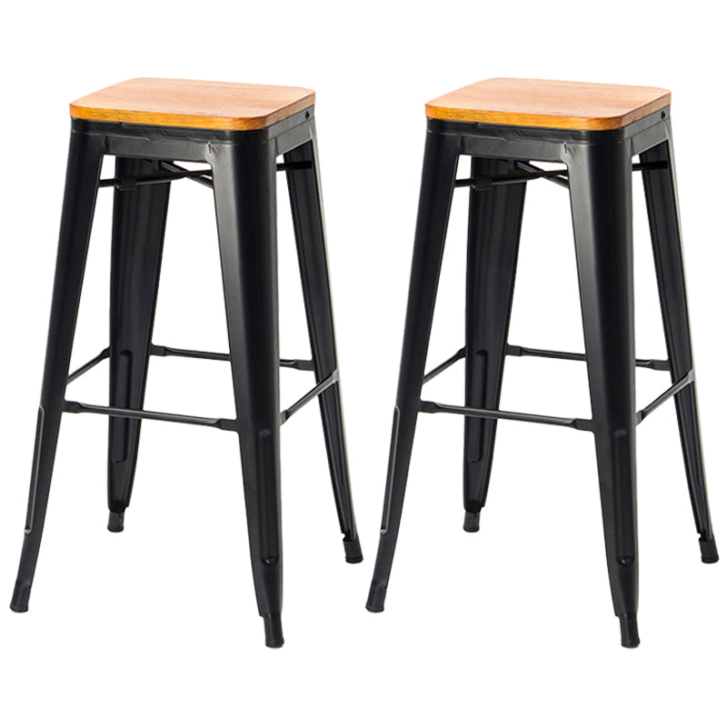 Industrial Style Armless Barstool Iron Frame Counter Stools for Coffee Shop Brown Backless 2 Piece Set Clearhalo 'Bar Furniture' 'Bar Stools' 'bar_stools' 'furn' 'furn_bar_stools' 'furniture_bar_stools' 'Kitchen & Dining Furniture' 'kitchen&dining_furn' 'kitchen' 'kitchen_furn' Furniture' 4321555