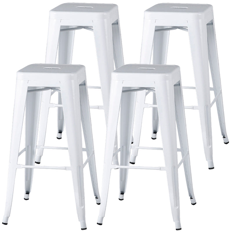 Industrial Style Armless Barstool Iron Frame Counter Stools for Coffee Shop White Backless 4 Piece Set Clearhalo 'Bar Furniture' 'Bar Stools' 'bar_stools' 'furn' 'furn_bar_stools' 'furniture_bar_stools' 'Kitchen & Dining Furniture' 'kitchen&dining_furn' 'kitchen' 'kitchen_furn' Furniture' 4321558