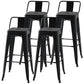 Industrial Style Armless Barstool Iron Frame Counter Stools for Coffee Shop Black With Back 4 Piece Set Clearhalo 'Bar Furniture' 'Bar Stools' 'bar_stools' 'furn' 'furn_bar_stools' 'furniture_bar_stools' 'Kitchen & Dining Furniture' 'kitchen&dining_furn' 'kitchen' 'kitchen_furn' Furniture' 4321564