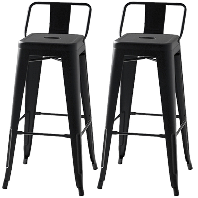 Industrial Style Armless Barstool Iron Frame Counter Stools for Coffee Shop Black With Back 2 Piece Set Clearhalo 'Bar Furniture' 'Bar Stools' 'bar_stools' 'furn' 'furn_bar_stools' 'furniture_bar_stools' 'Kitchen & Dining Furniture' 'kitchen&dining_furn' 'kitchen' 'kitchen_furn' Furniture' 4321568