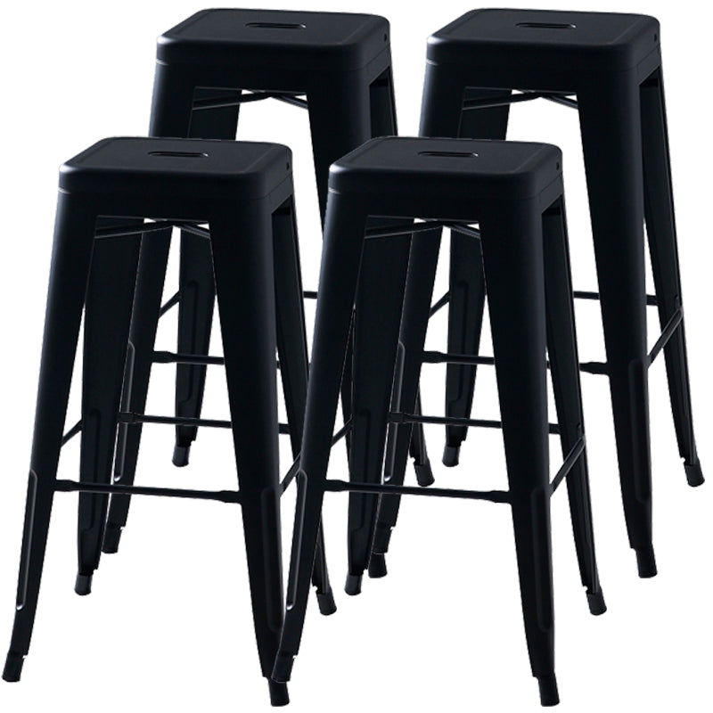 Industrial Style Armless Barstool Iron Frame Counter Stools for Coffee Shop Black Backless 4 Piece Set Clearhalo 'Bar Furniture' 'Bar Stools' 'bar_stools' 'furn' 'furn_bar_stools' 'furniture_bar_stools' 'Kitchen & Dining Furniture' 'kitchen&dining_furn' 'kitchen' 'kitchen_furn' Furniture' 4321570