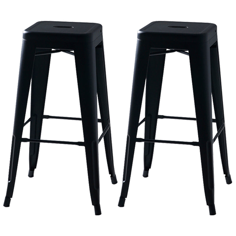 Industrial Style Armless Barstool Iron Frame Counter Stools for Coffee Shop Black Backless 2 Piece Set Clearhalo 'Bar Furniture' 'Bar Stools' 'bar_stools' 'furn' 'furn_bar_stools' 'furniture_bar_stools' 'Kitchen & Dining Furniture' 'kitchen&dining_furn' 'kitchen' 'kitchen_furn' Furniture' 4321572