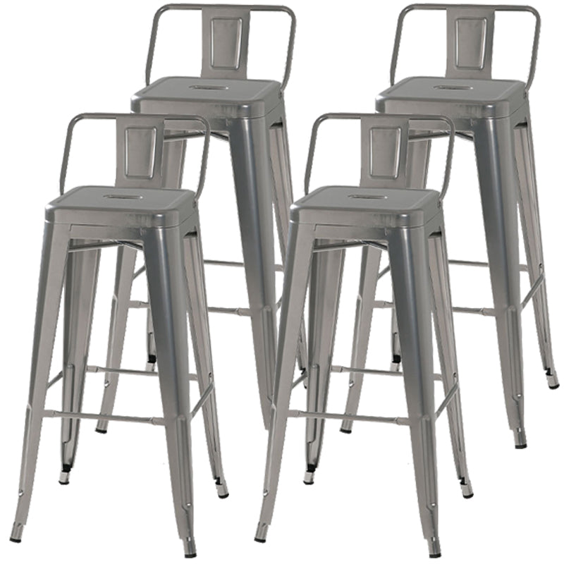 Industrial Style Armless Barstool Iron Frame Counter Stools for Coffee Shop Silver With Back 4 Piece Set Clearhalo 'Bar Furniture' 'Bar Stools' 'bar_stools' 'furn' 'furn_bar_stools' 'furniture_bar_stools' 'Kitchen & Dining Furniture' 'kitchen&dining_furn' 'kitchen' 'kitchen_furn' Furniture' 4321573
