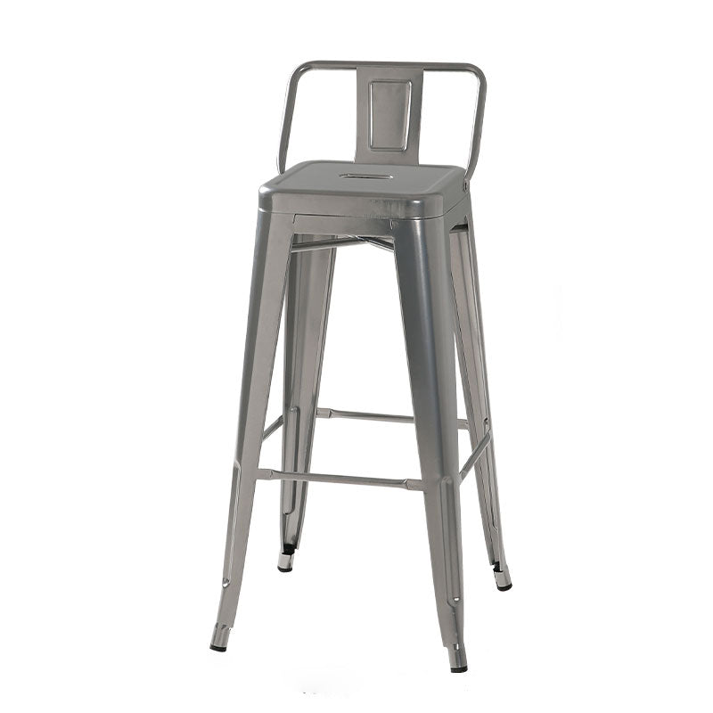 Industrial Style Armless Barstool Iron Frame Counter Stools for Coffee Shop Silver With Back 1 Piece Clearhalo 'Bar Furniture' 'Bar Stools' 'bar_stools' 'furn' 'furn_bar_stools' 'furniture_bar_stools' 'Kitchen & Dining Furniture' 'kitchen&dining_furn' 'kitchen' 'kitchen_furn' Furniture' 4321574
