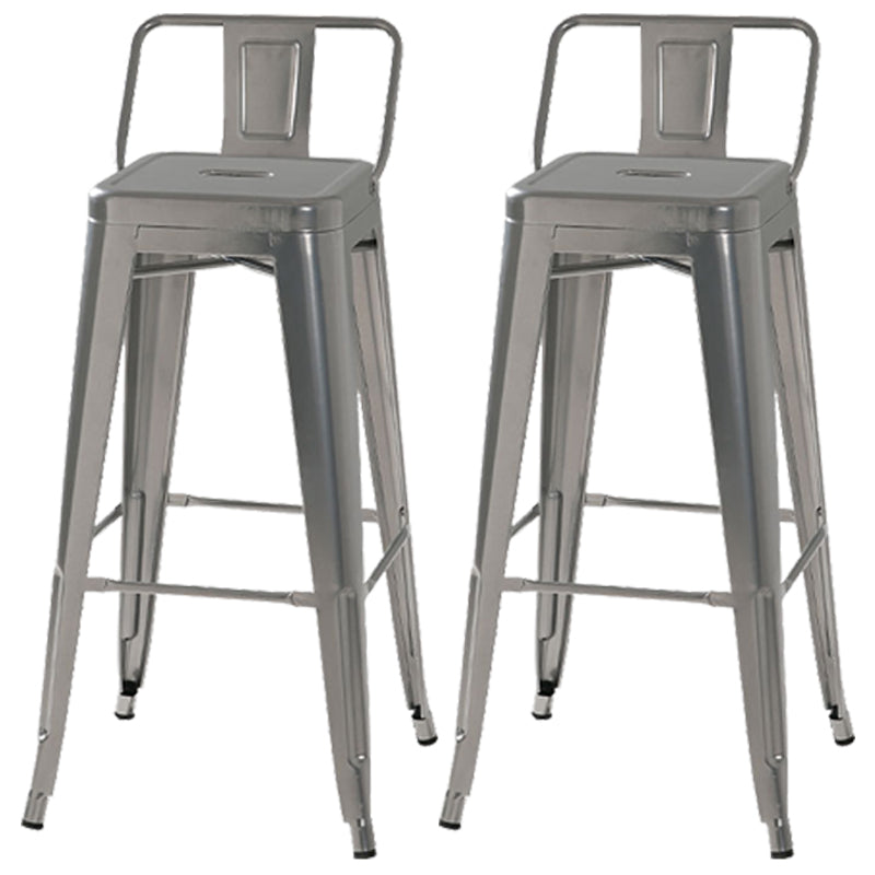 Industrial Style Armless Barstool Iron Frame Counter Stools for Coffee Shop Silver With Back 2 Piece Set Clearhalo 'Bar Furniture' 'Bar Stools' 'bar_stools' 'furn' 'furn_bar_stools' 'furniture_bar_stools' 'Kitchen & Dining Furniture' 'kitchen&dining_furn' 'kitchen' 'kitchen_furn' Furniture' 4321575